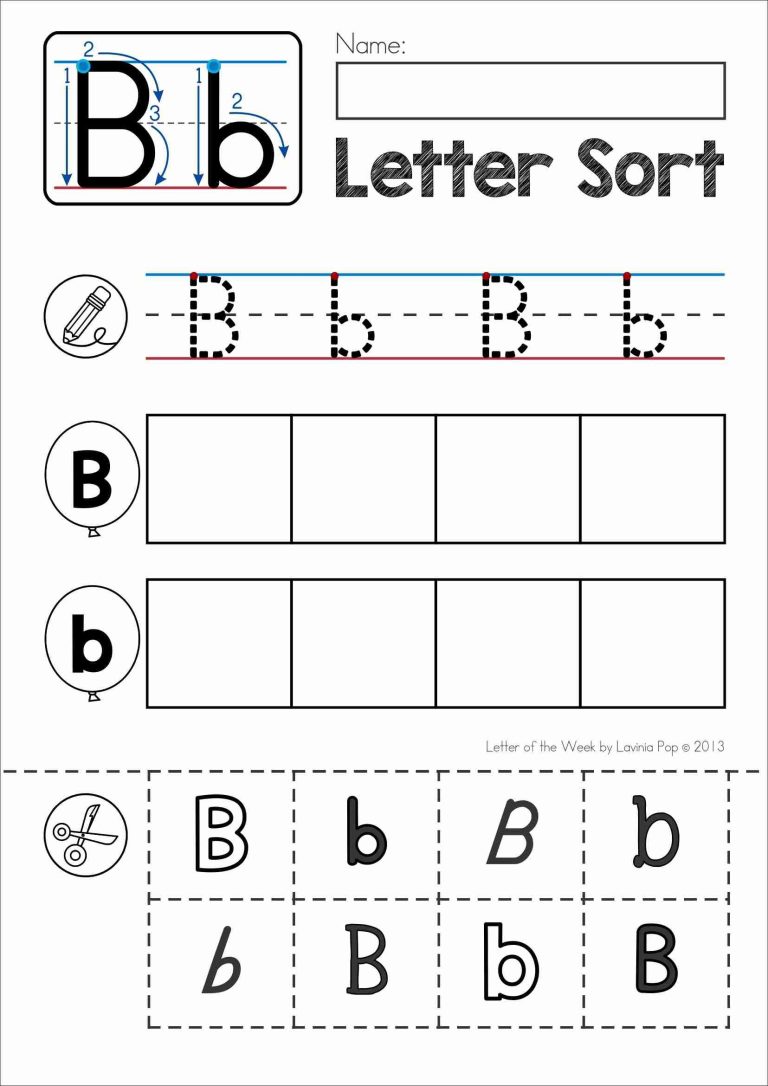 Kindergarten Letter B Worksheets Free