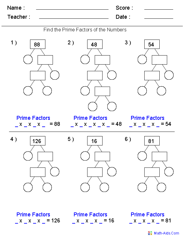 Factors And Multiples Worksheet Pdf