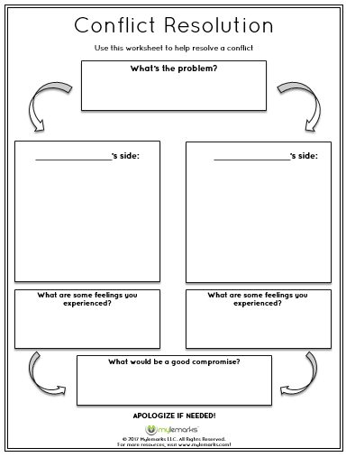 Conflict Resolution Problem Solving Worksheets For Adults