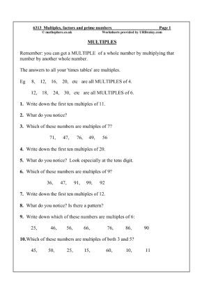 5th Grade Prime Numbers Worksheet Grade 5