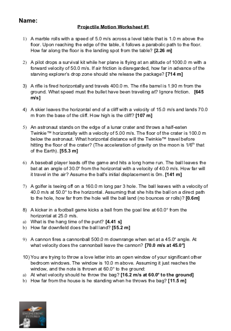 Speed Velocity And Acceleration Problems Worksheet Answers Pdf