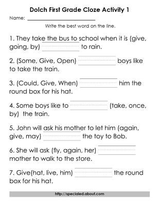 Sight Word Free Printable 1st Grade Reading Worksheets
