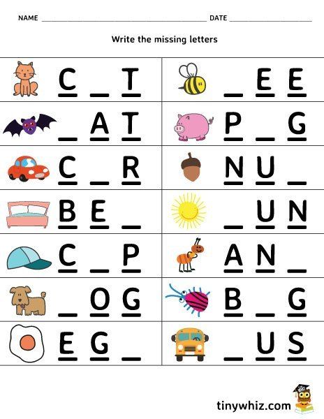 Kindergarten 3 Letter Words Worksheets Pdf