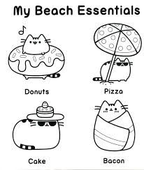 Beach Cute Pusheen Coloring Pages