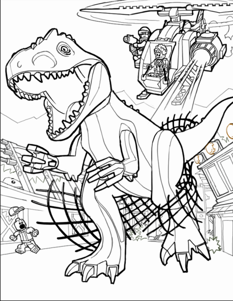 Blue Lego Jurassic World Coloring Pages