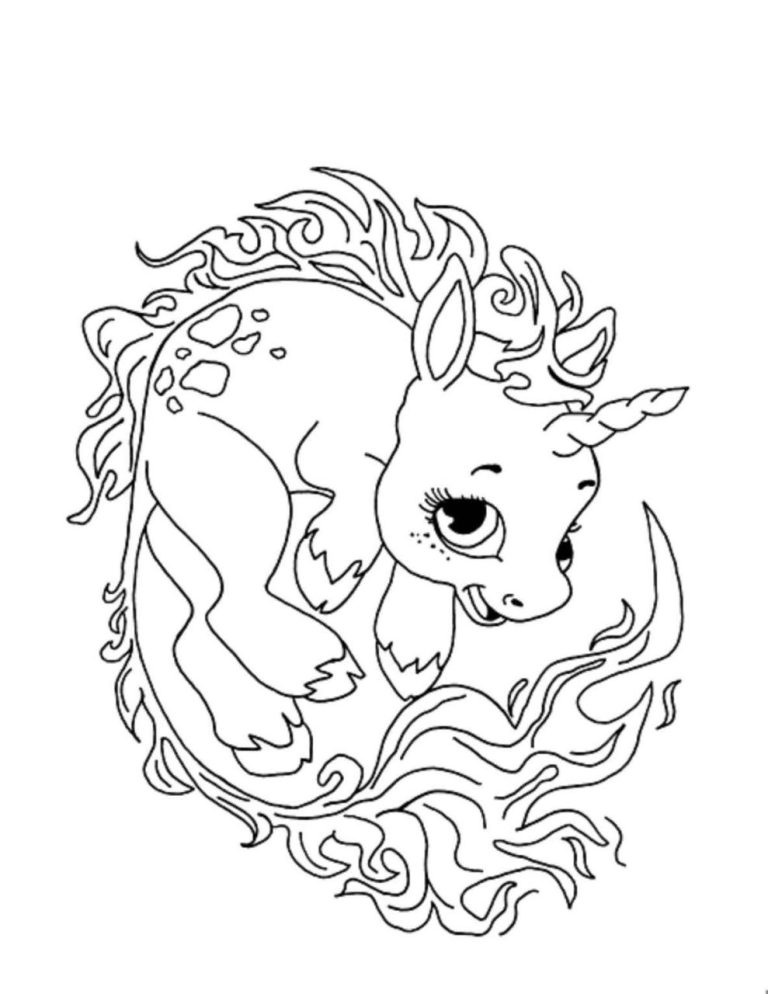 Baby Unicorn Cute Kawaii Unicorn Coloring Pages
