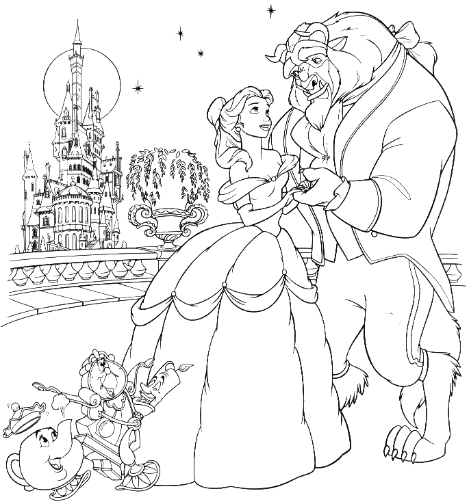 Belle Beauty And The Beast Disney Princess Coloring Pages