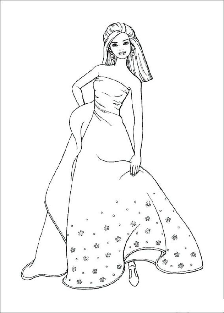 Coloring Pages Barbie Doll Drawing Easy