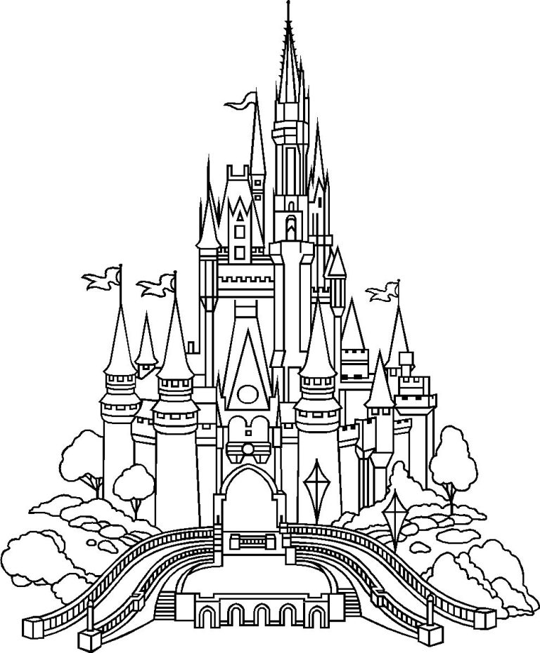Coloring Pages Disney Easy Castle Drawing