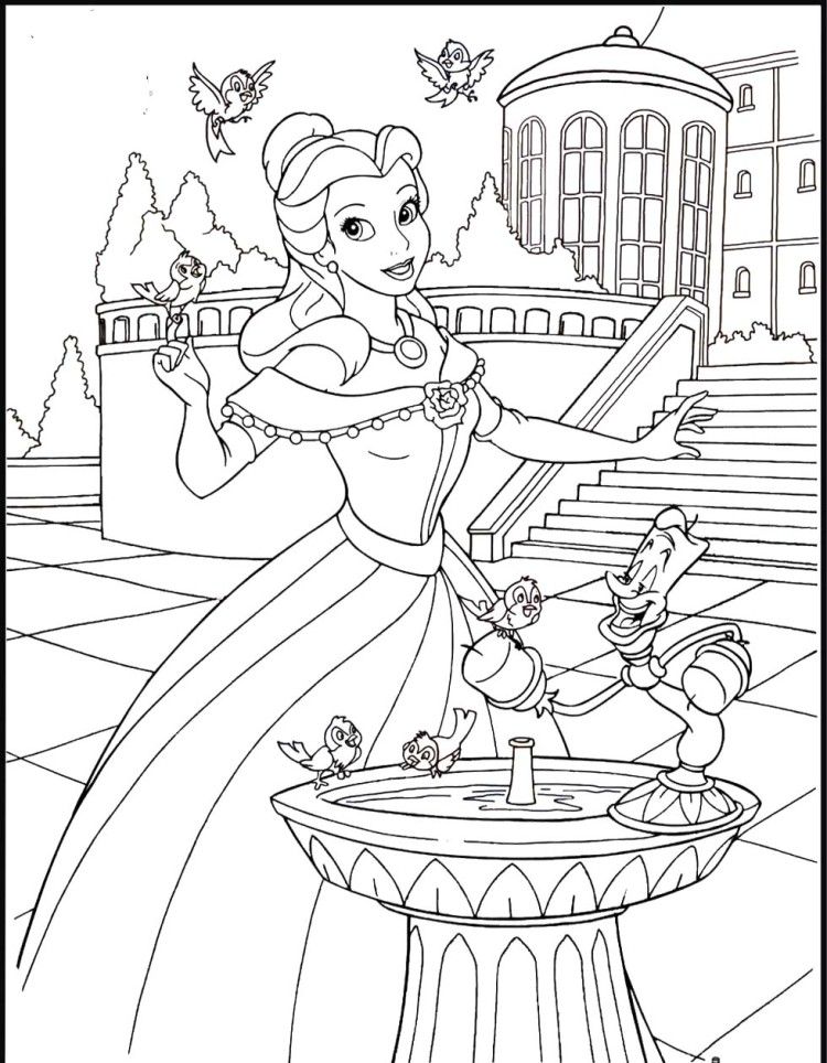 Belle Aurora Disney Princess Coloring Pages