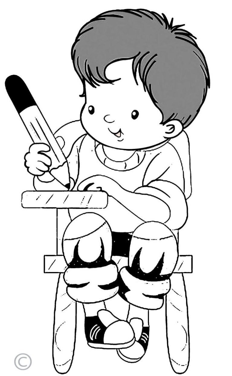 Coloring Children Writing Clipart