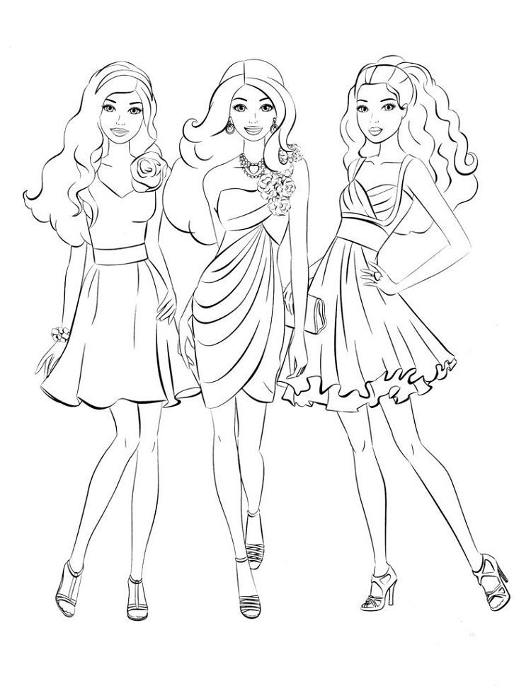 Barbie Dress Up Coloring Pages