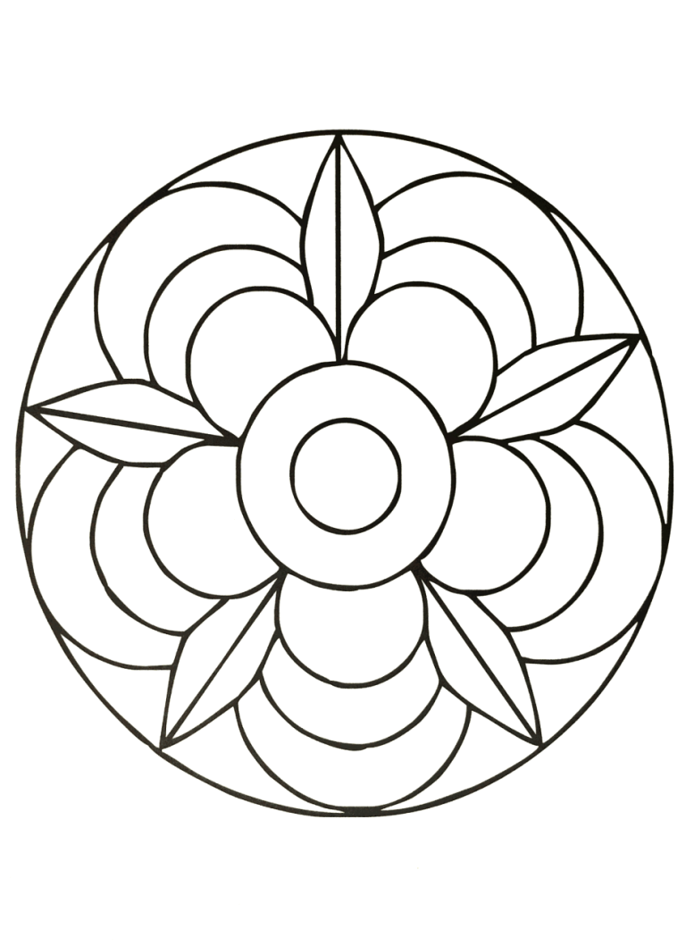 Beginner Easy Flower Mandala Coloring Pages