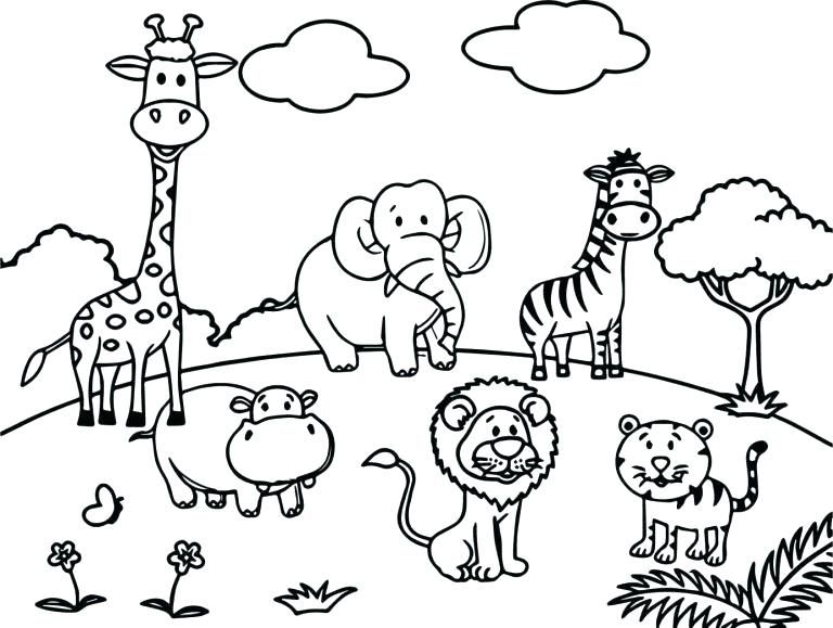 Coloring Wild Animals Drawing For Kids