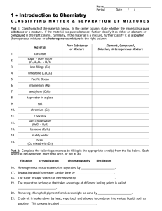 Classifying Matter Worksheet 10th Grade
