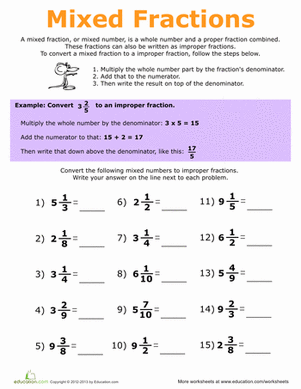 5th Grade Adding Mixed Fractions Worksheets