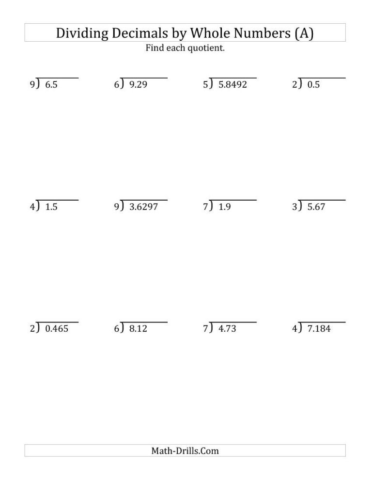 5th Grade Multiplication Decimals Worksheets
