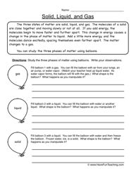 5th Grade States Of Matter Worksheet Answers