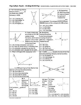 Complementary Supplementary And Vertical Angles Worksheet Answers
