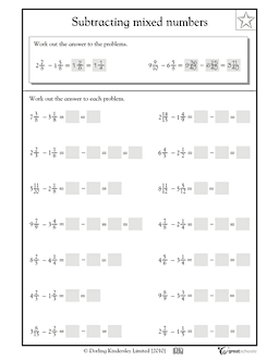 Subtracting Mixed Fractions Worksheets With Answers
