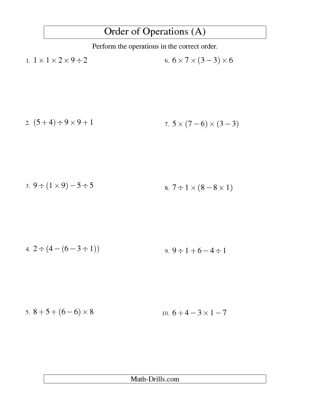 Order Of Operations With Integers Practice Worksheet