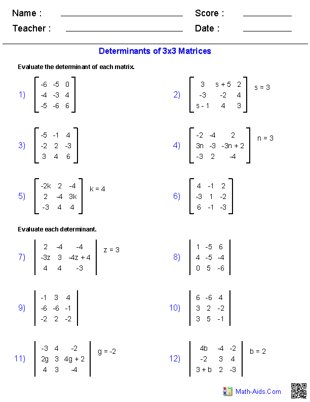 Algebra 2 Matrix Multiplication Worksheet Answers
