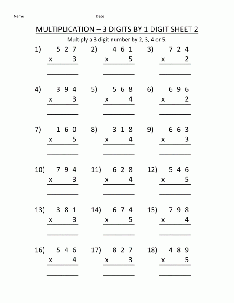 Printable 4th Grade Math Worksheets Grade 4