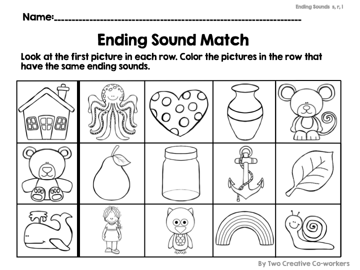 Free Printable Kindergarten Ending Sounds Worksheets