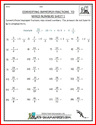 Mixed Fractions To Improper Fractions Worksheets With Answers