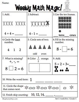 First Grade Sets Worksheets For Grade 1