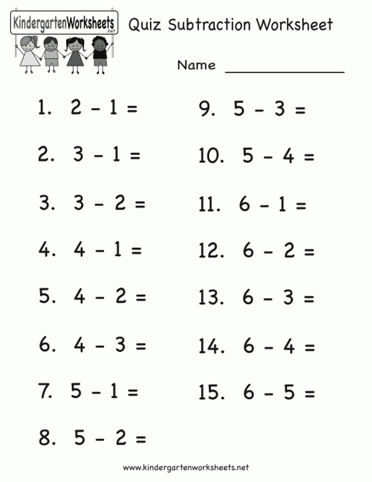 Free Printable Math Worksheets For Kindergarten Subtraction