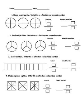 3rd Grade Mixed Fractions Worksheets