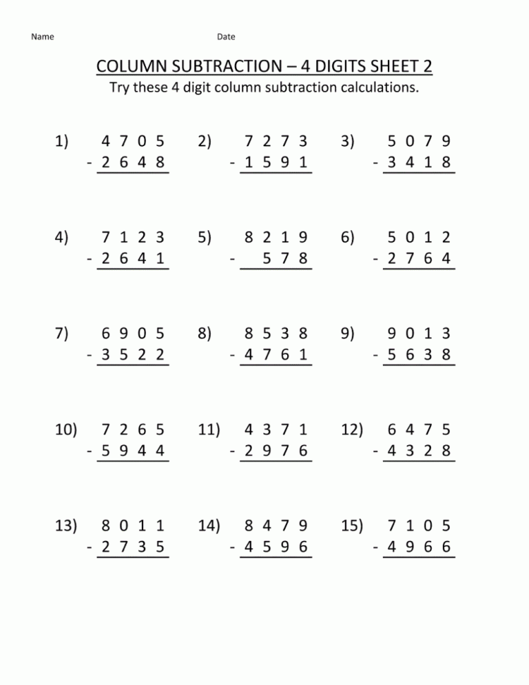 3rd Grade Grade 3 Math Worksheets Addition And Subtraction