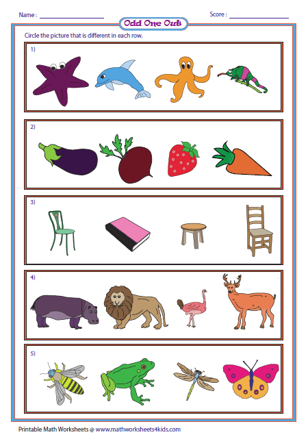 Circle The Odd One Out Worksheets For Preschoolers