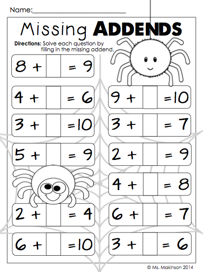 1st Grade Halloween Addition Coloring Worksheets