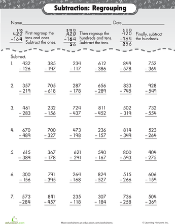 Third Grade Math Worksheets Grade 3 Addition And Subtraction