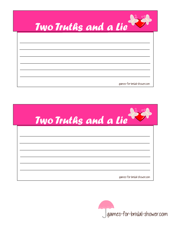 Card Printable Two Truths And A Lie Worksheet