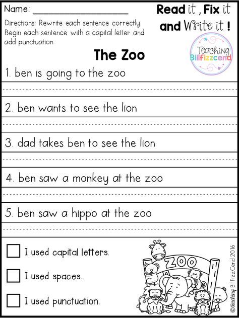 Simple Sentences Writing Sentences Worksheets For 1st Grade Pdf
