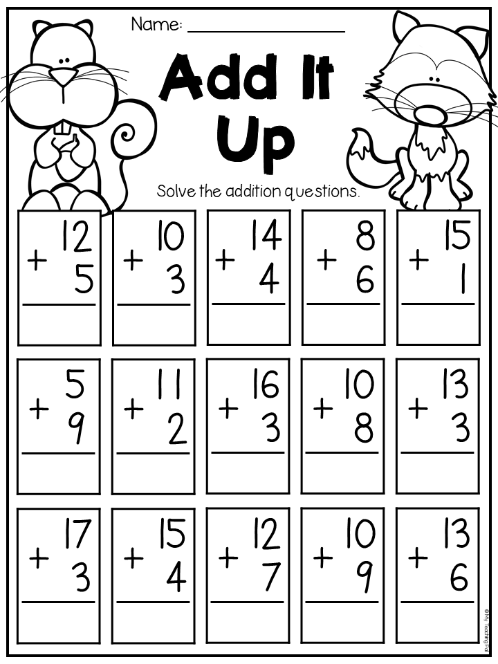 Fall Math Worksheets For 1st Grade