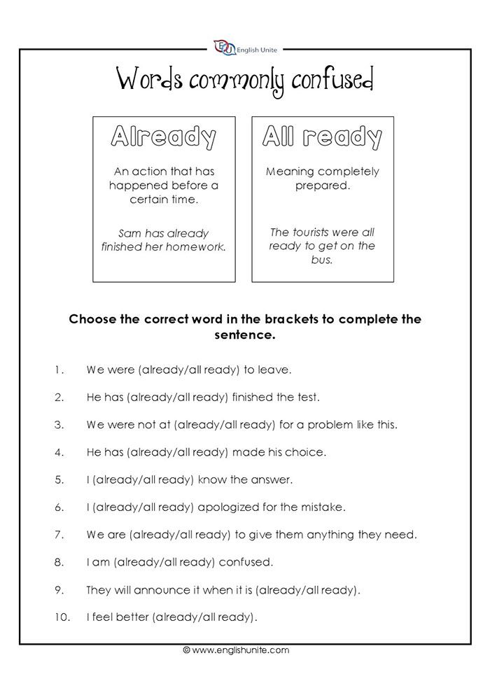 Commonly Confused Words Practice Worksheet Answers