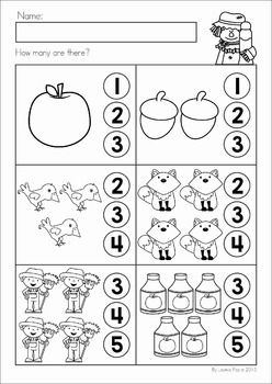 Math Fall Worksheets For Kindergarten