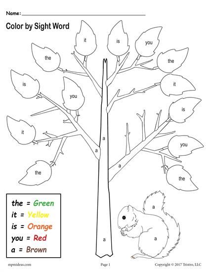 Sight Word Fall Worksheets For Kindergarten