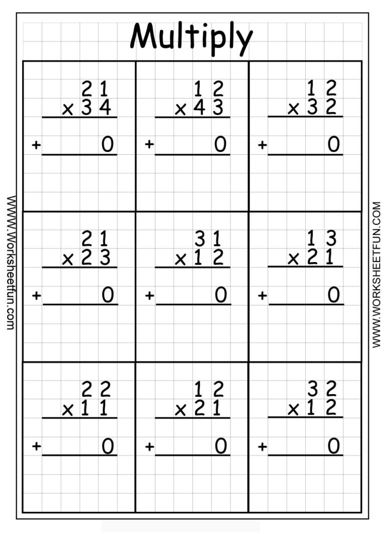 Multiplication 2 Digit By 2 Digit Worksheets Grade 3