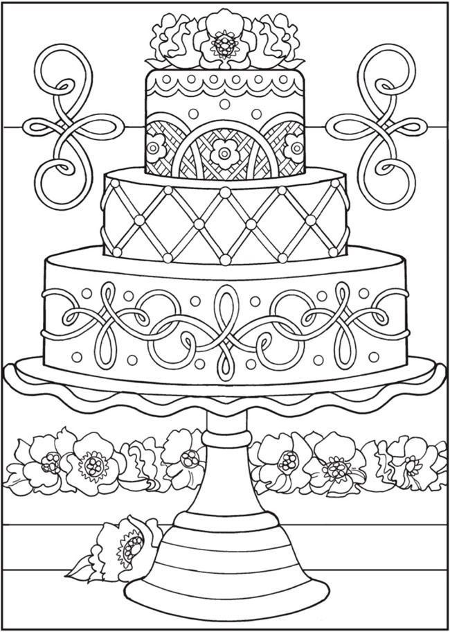 Detailed Wedding Cake Coloring Pages