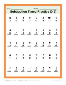 Grade 1 Kindergarten Math Worksheets Subtraction