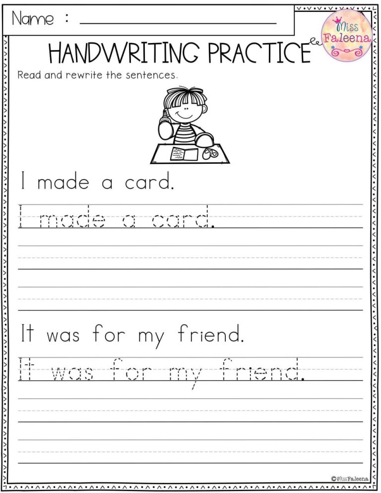 2nd Grade Second Grade Handwriting Practice Sheets
