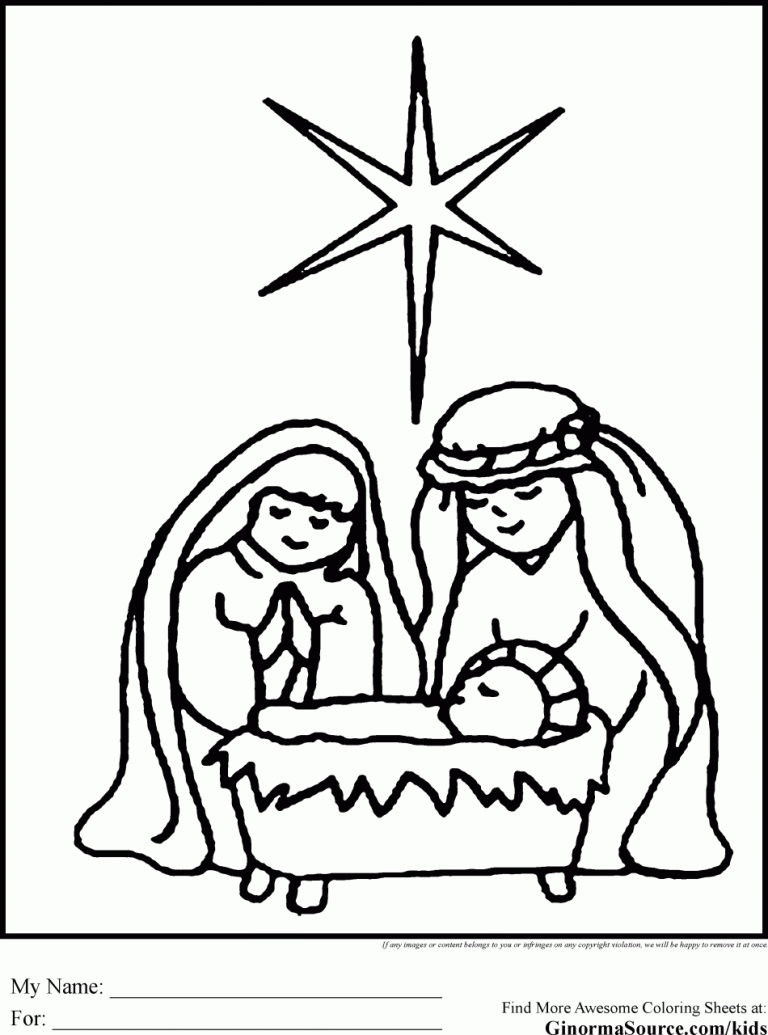 Easy Nativity Scene Coloring Page
