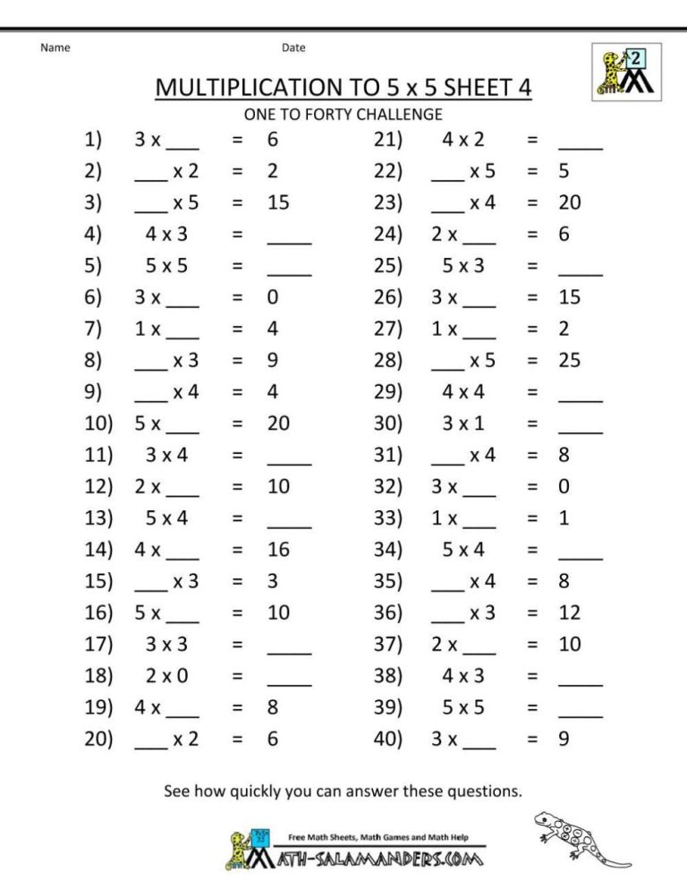 Free Printable Fun Multiplication Worksheets Grade 3
