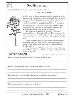 Printable Reading Comprehension Fourth Grade 4th Grade Worksheets