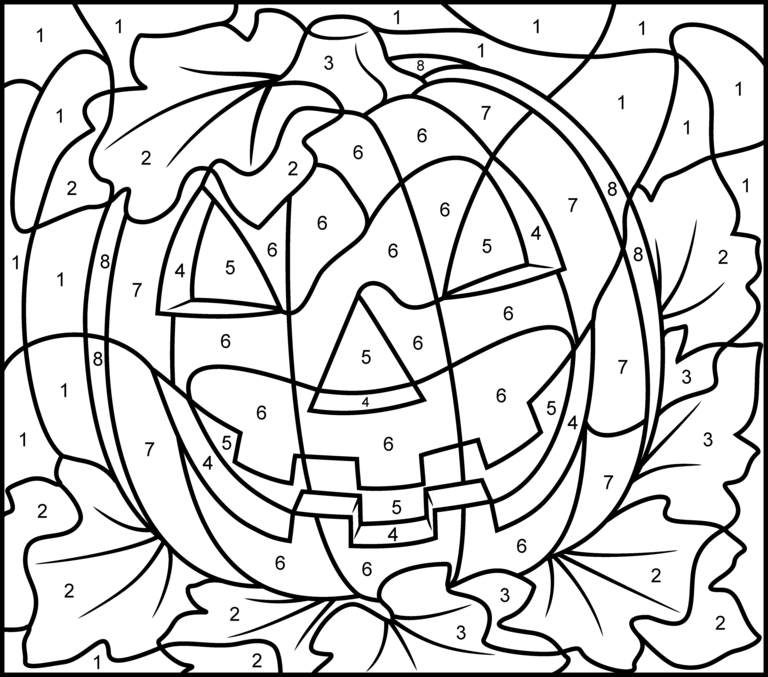 Printable Color By Number Halloween Coloring Pages